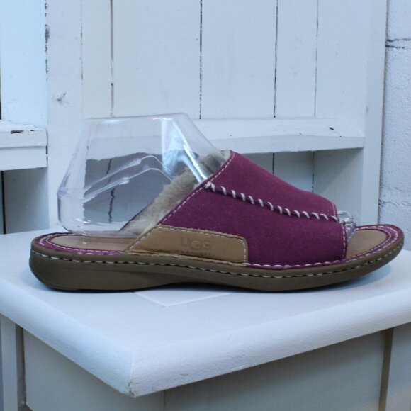 UGG Sandals Women's 9 Purple Plum Brown Lil Spinner Warm Fur Lined Cushion - Picture 3 of 8